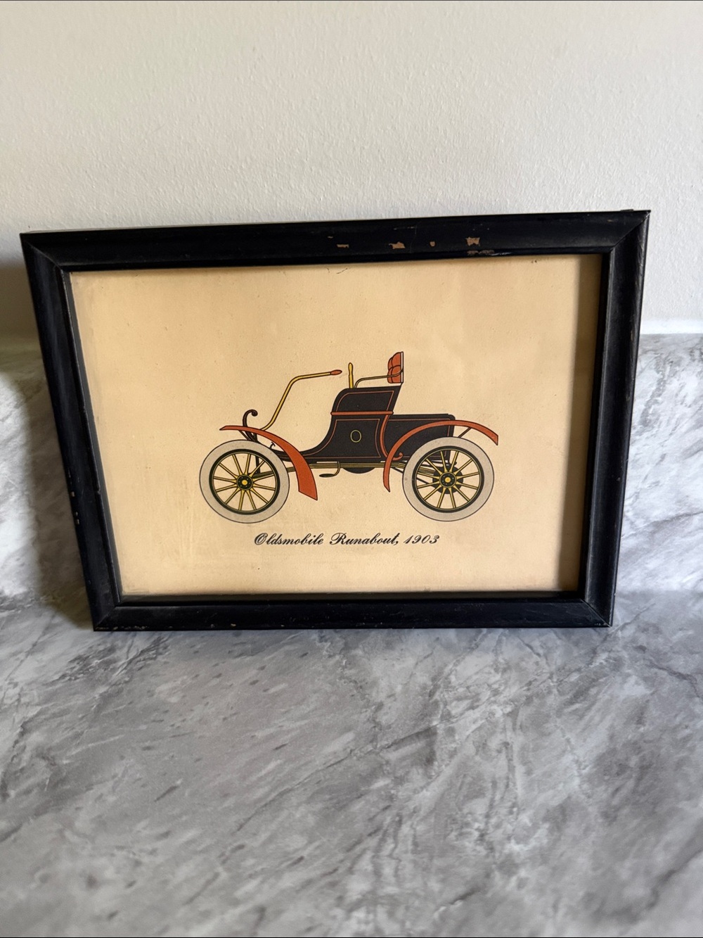 Vintage Framed Print - Oldsmobile Wall Art Runabout 1903 Black Tan Garage Decor